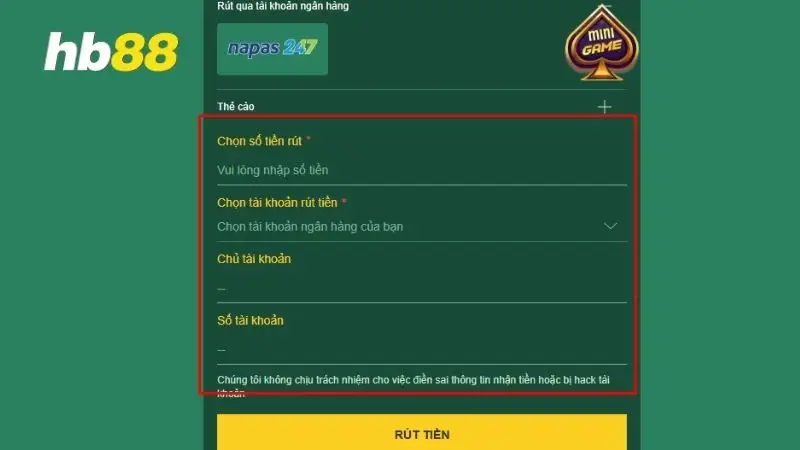 Điền số tiền muốn rút