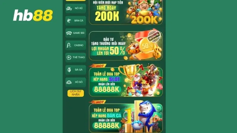 Khuyến mãi nạp lần 2 áp dụng tại HB88